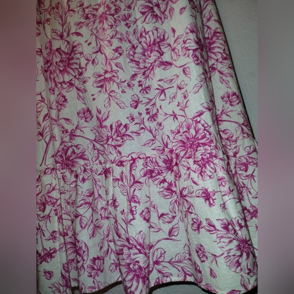 LONDON TIMES Pink and Cream Print Dress sz 10 Linen Blend - Picture 10 of 17